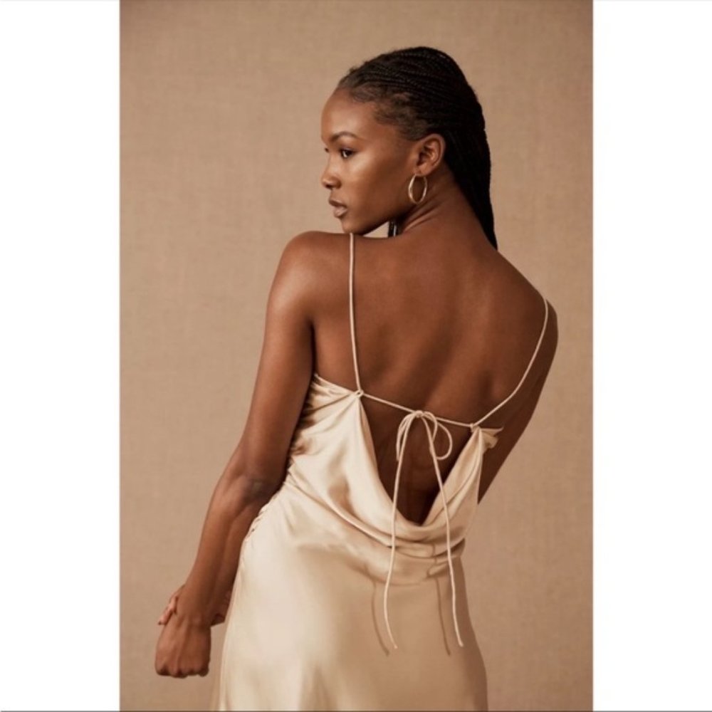 Anthropologie | BHLDN Sachin & Babi Winter Slip Midi Dress Gold Champagne New 10 - Picture 7 of 14